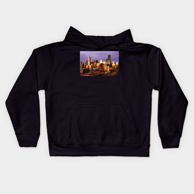 Melbourne at sunset, from Docklands Kids Hoodie by rozmcq